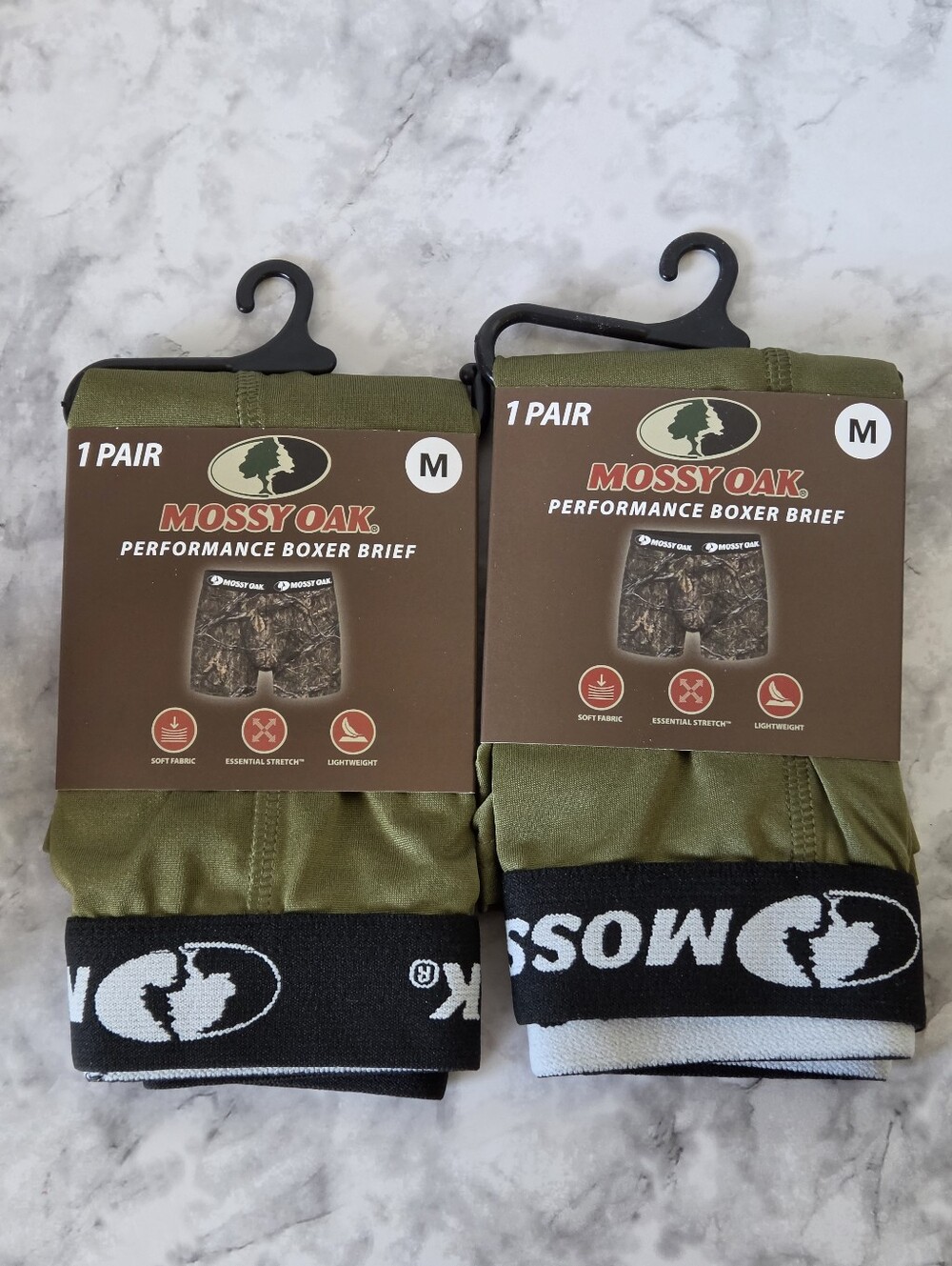 Mossy Oak Men's Performance Boxer Briefs - Olive Green with Black Waistband